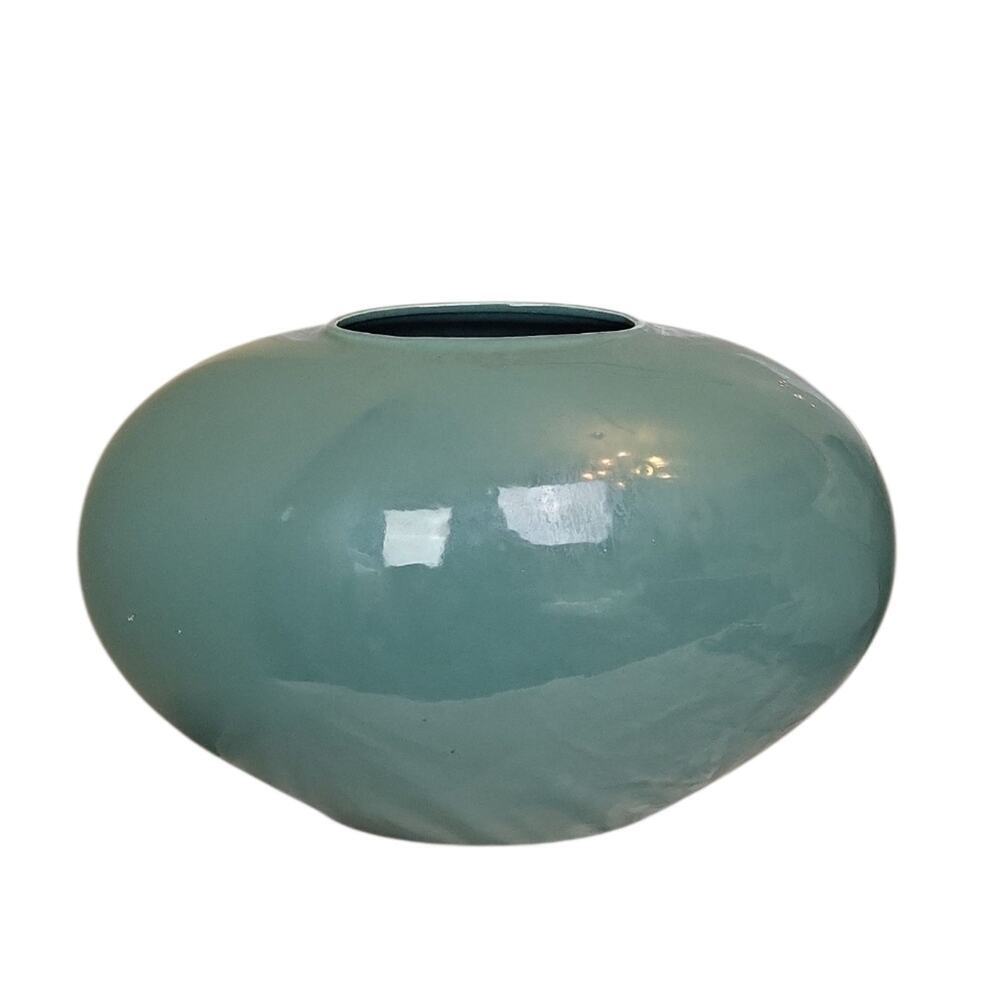 Vintage Art Deco Pottery Teal Green Vase - Picture 7 of 8